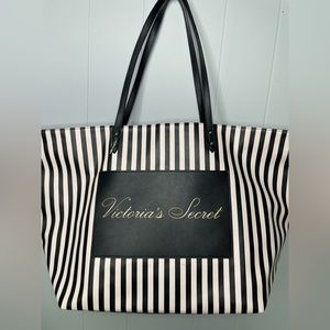 Victoria’s Secret stripe tote. (Black/light pink). Never used